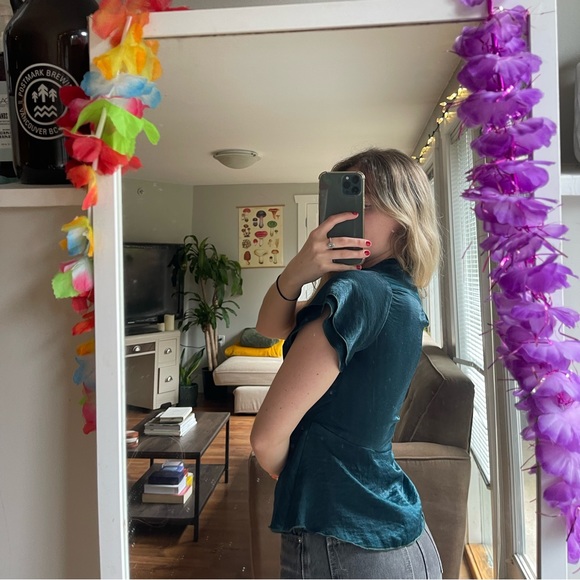 Emerald Green Wrap Top - Picture 2 of 4